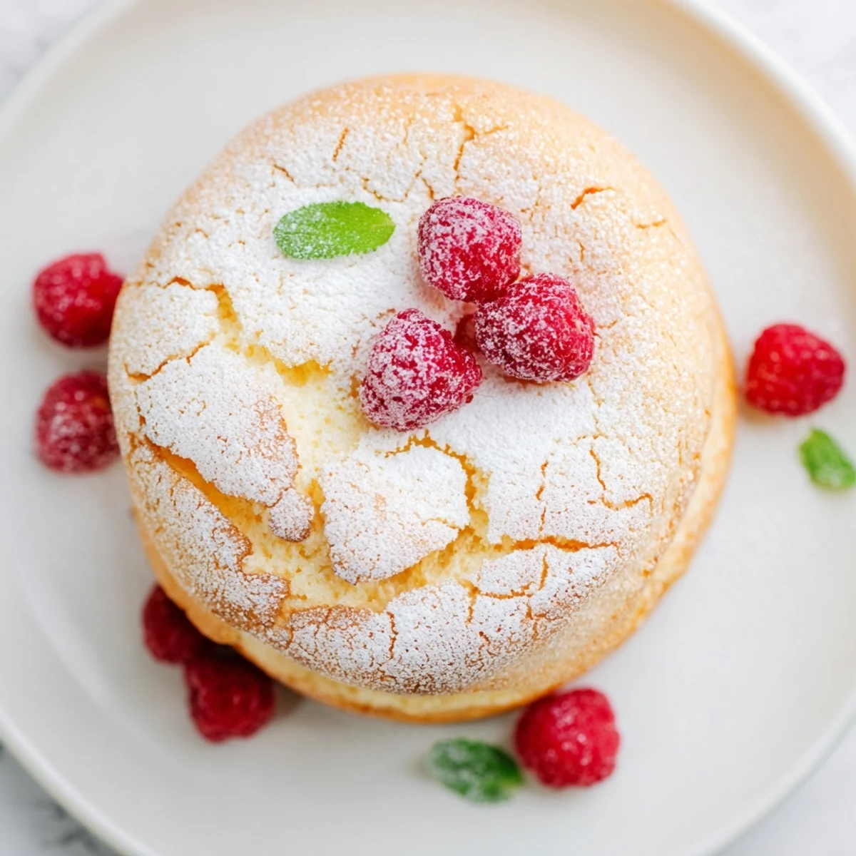 Light and creamy Snowy Day Vanilla Cloud topped with mint and powdered sugar for a cozy treat.