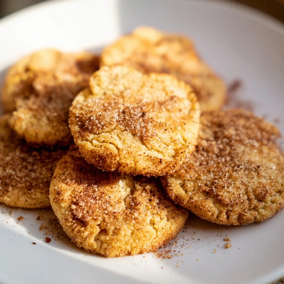 A plate of Cozy Evening Cinnamon Drift Keto Cookies paired with a steaming mug of tea.