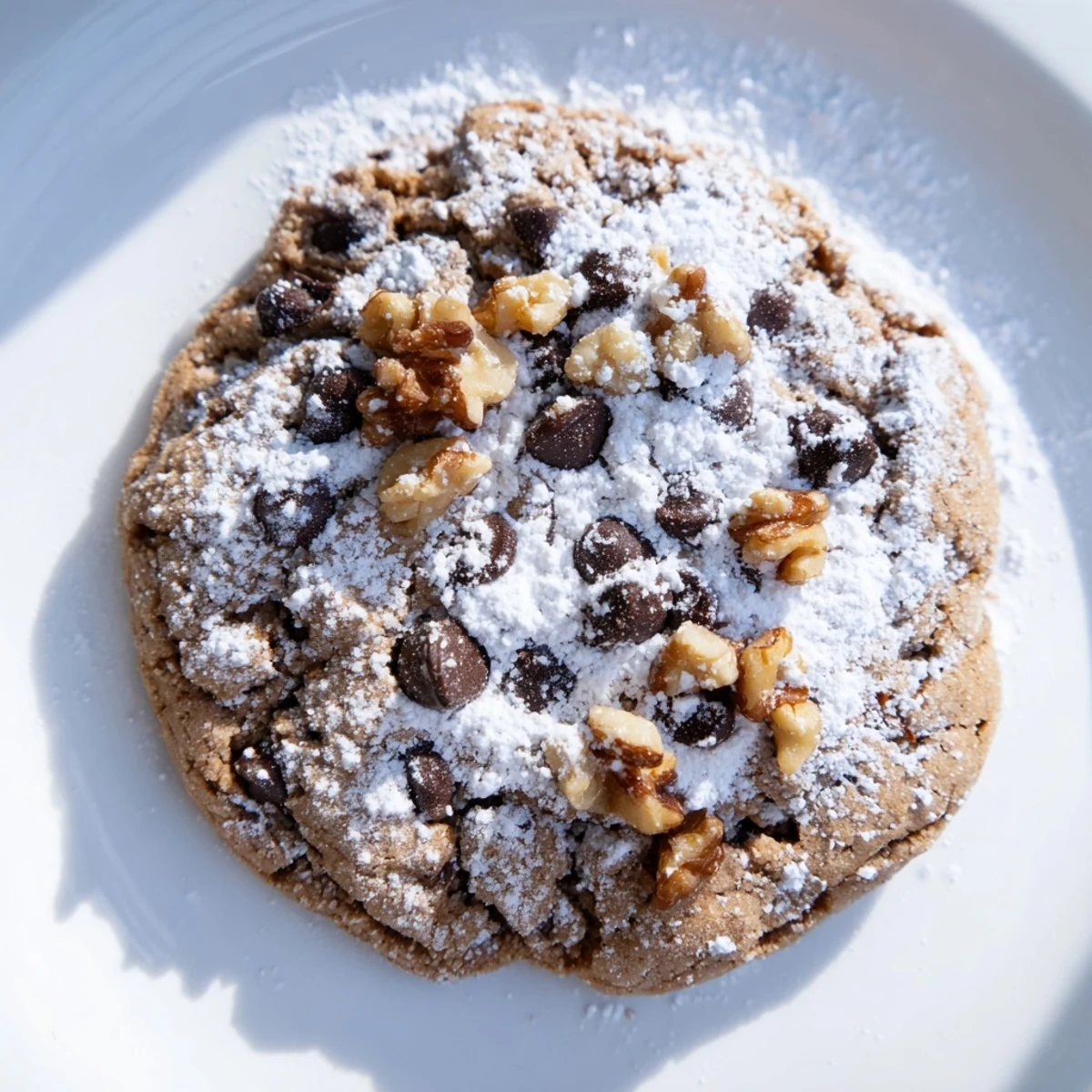 Freshly baked January Bliss Brown Sugar Snow Chocolate Chip Cookies served with a glass of cold milk.