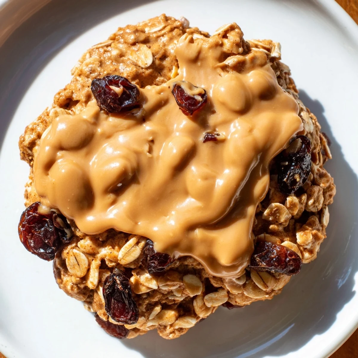 Freshly baked Frosted Delight Caramel Frost Oatmeal Raisin cookies topped with smooth caramel icing.