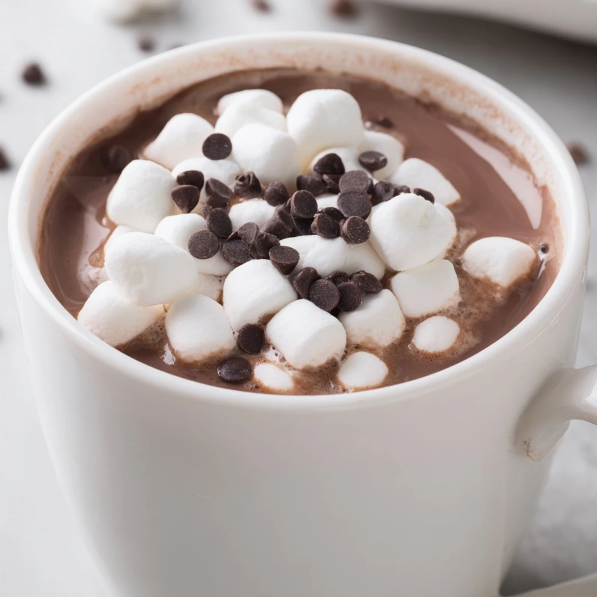 Enjoying cozy Fireplace Treat Cocoa Burst Chocolate Chip by the fireplace with soft candlelight and a plate of buttery shortbread cookies nearby.