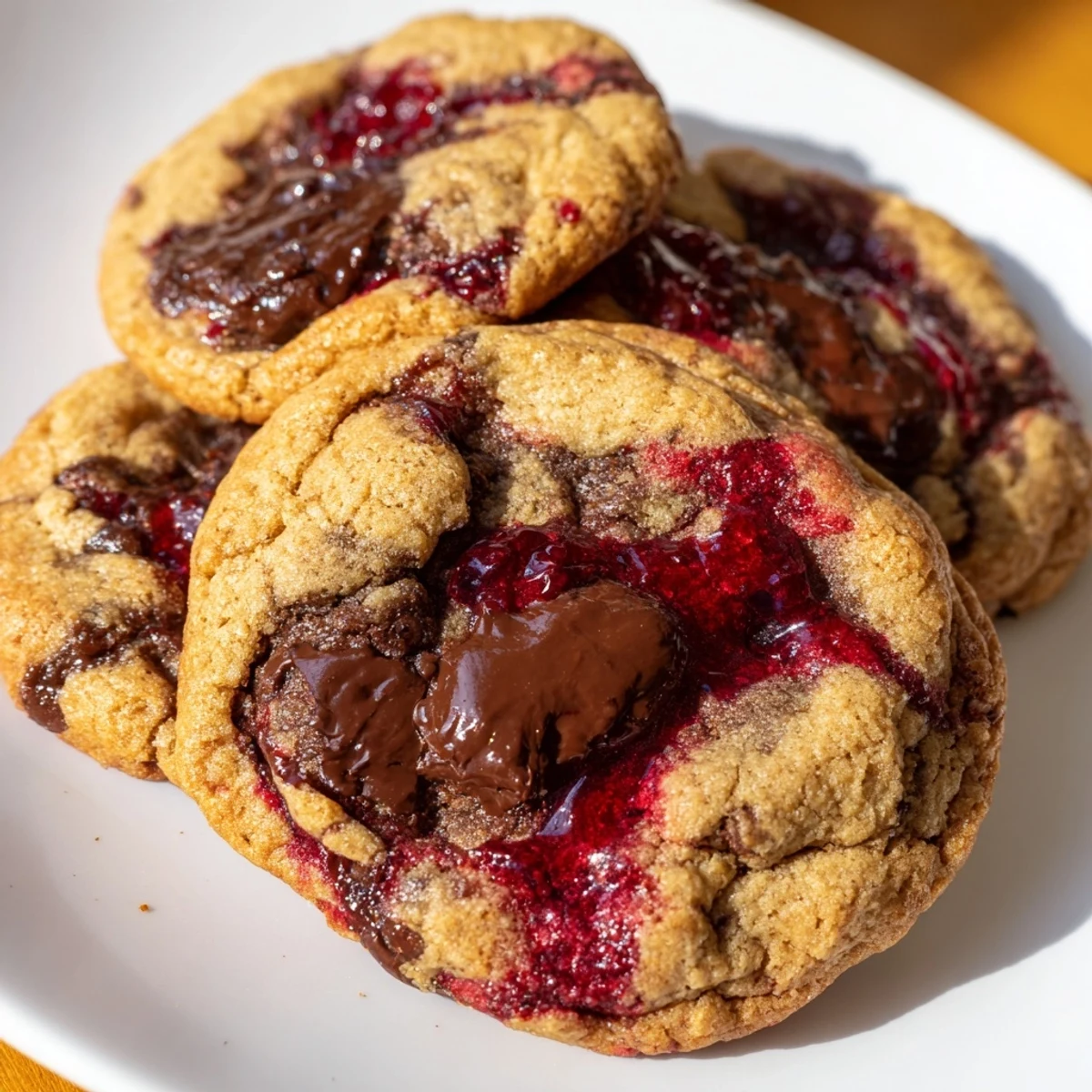 Frosted with tart cranberry swirls and studded with melted chocolate chips, these Cozy Evening Cranberry Swirl Chocolate Chip cookies are perfect for a warm dessert.  