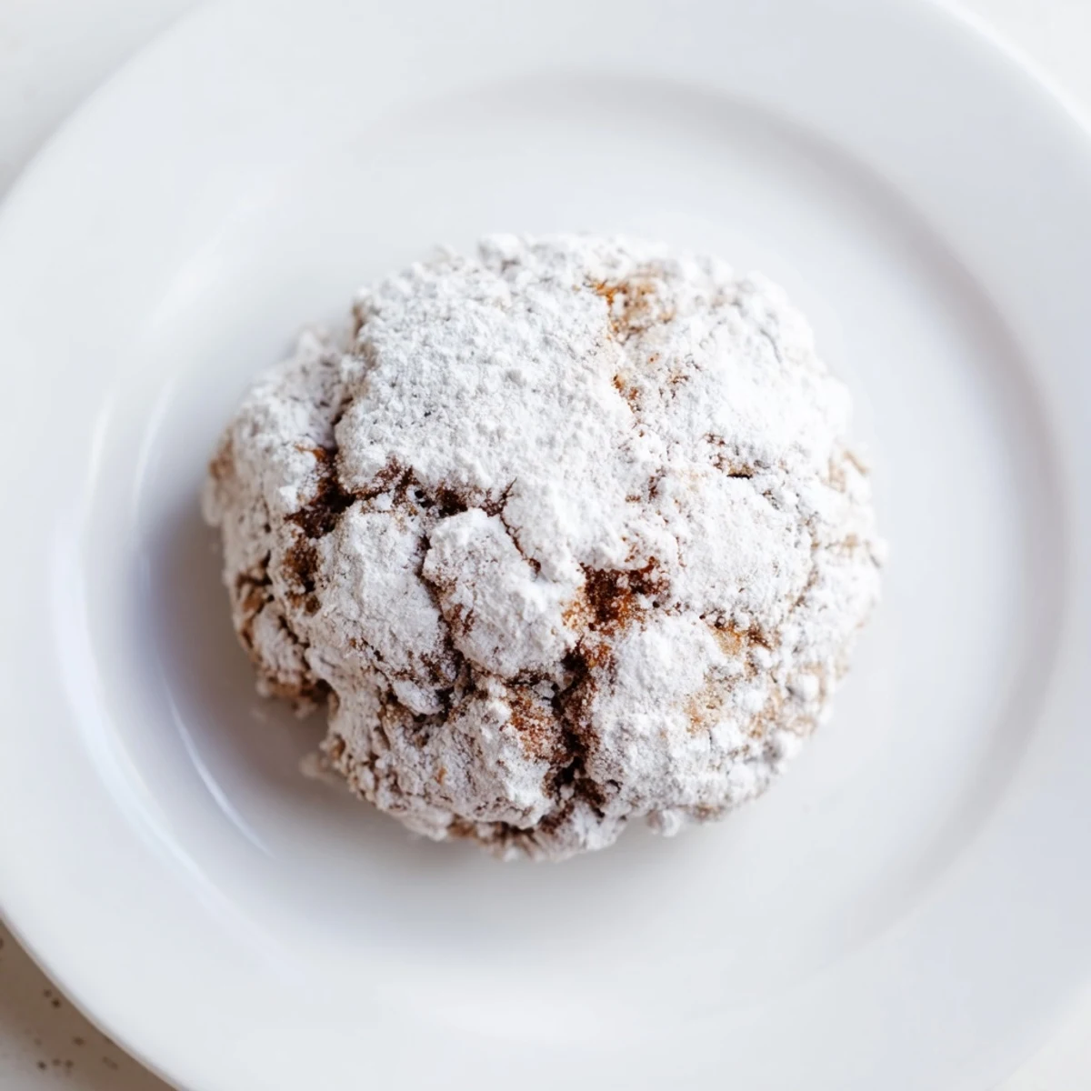 Stacked Snowy Day Brown Sugar Snow Vegan Cookies showing cracked tops and soft centers beside a glass of plant milk.