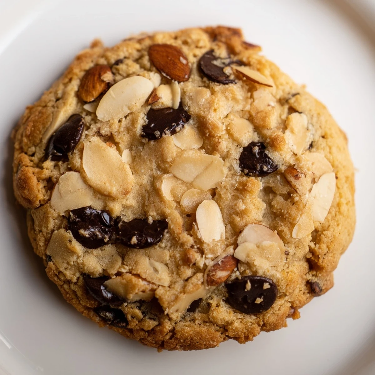 Golden Snowy Day Toasted Almond Chocolate Chip cookies served with a warm mug of cocoa.