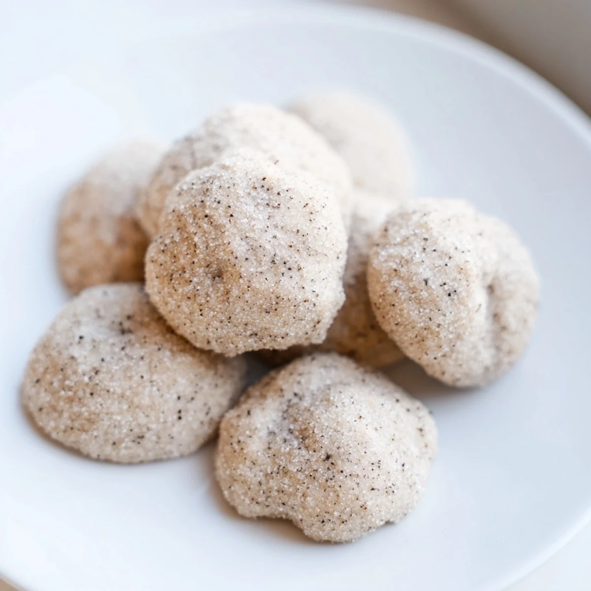 A hand holds a bite-sized piece of Winter Warmth Mocha Whisper Sugar Cookies, revealing the tender, melt-in-your-mouth interior and subtle mocha swirl, served on a festive holiday plate.