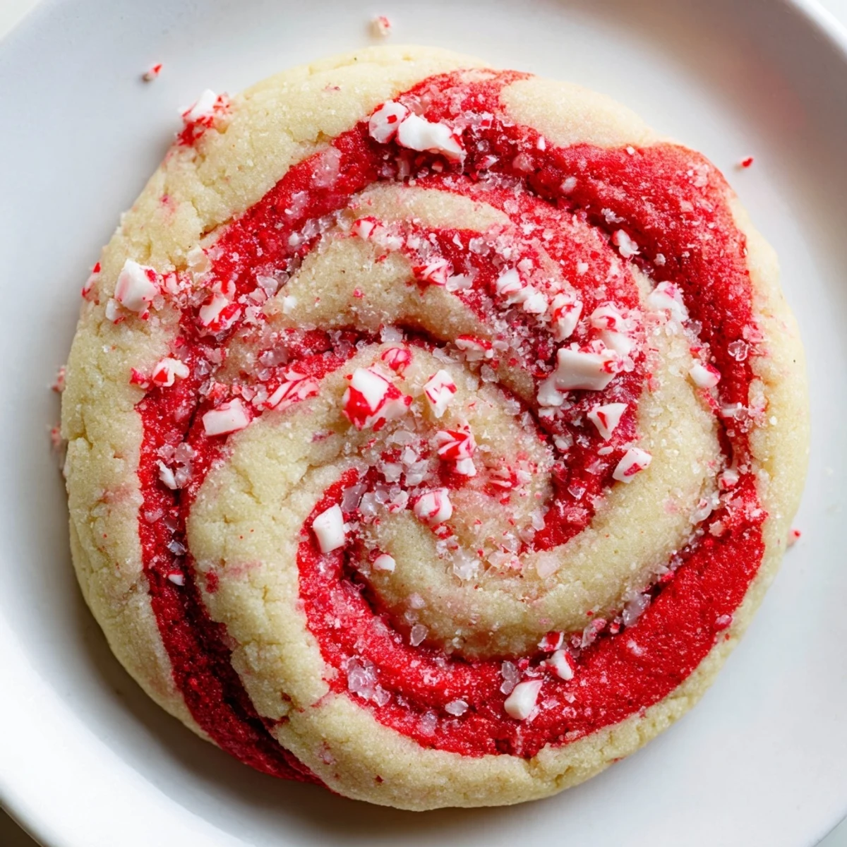 Close-up of Winter Warmth Peppermint Twist Sugar Cookies, revealing a soft interior and a delightful peppermint swirl for winter gatherings.