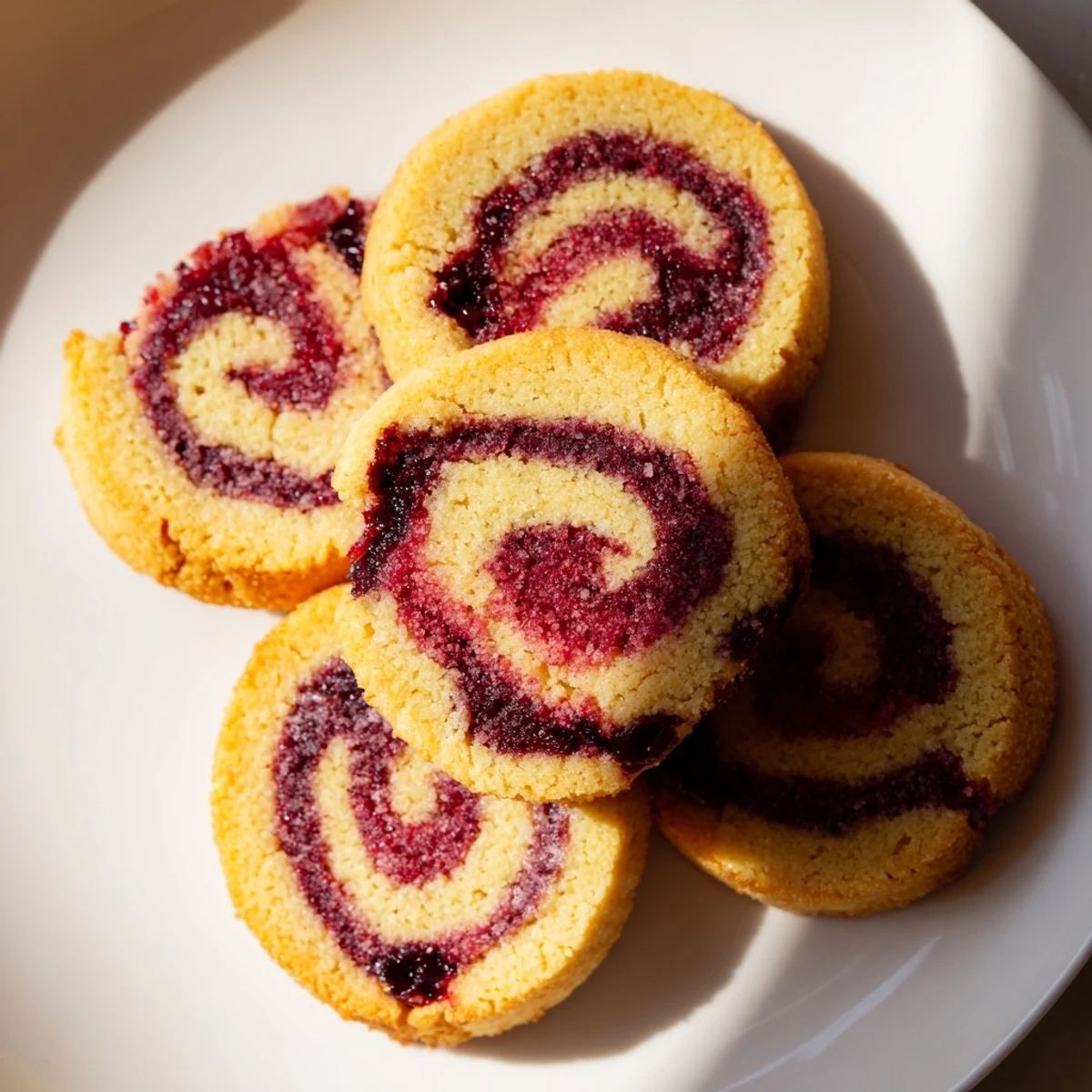 Fresh Snowy Day Cranberry Swirl Keto Cookies arranged near a steaming mug of coffee for a cozy treat.  