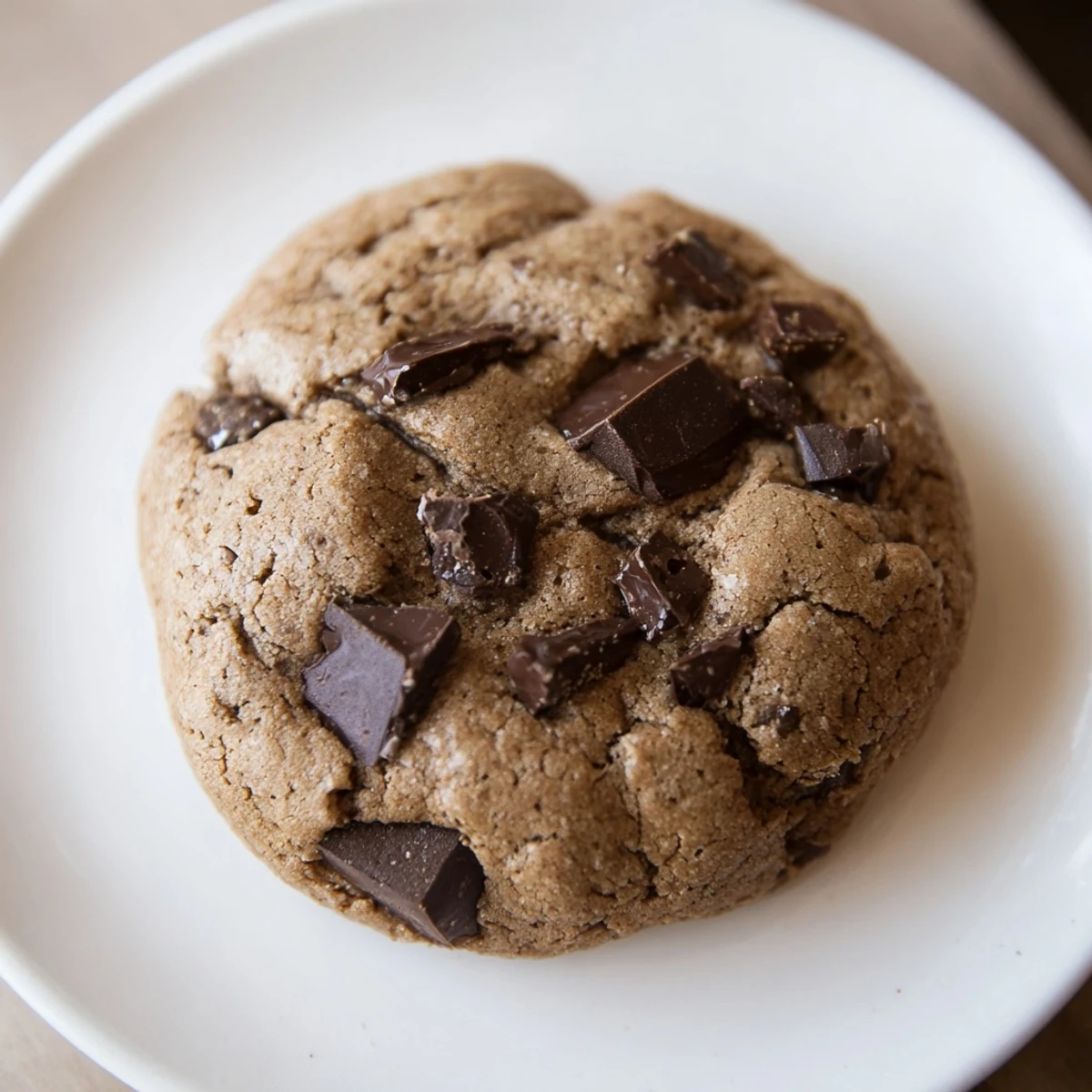 A close-up of a Cozy Evening Mocha Whisper Chocolate Chip cookie reveals a soft, chewy center beside a steaming cup of coffee.