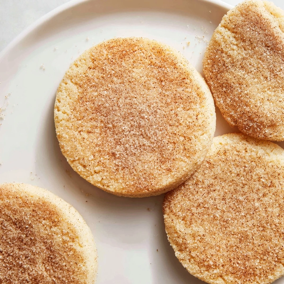 Golden-brown Churro Style Keto Sugar Cookies dusted with cinnamon sugar on a wooden board.