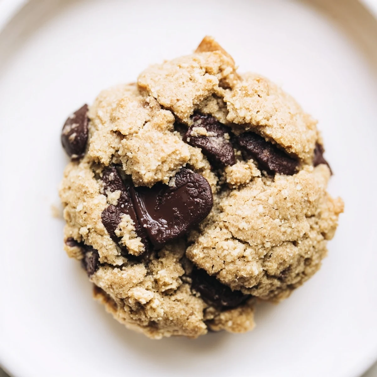 Freshly baked Protein Packed Gluten-Free Chocolate Chip Cookies on a cooling rack with melted chocolate chips.