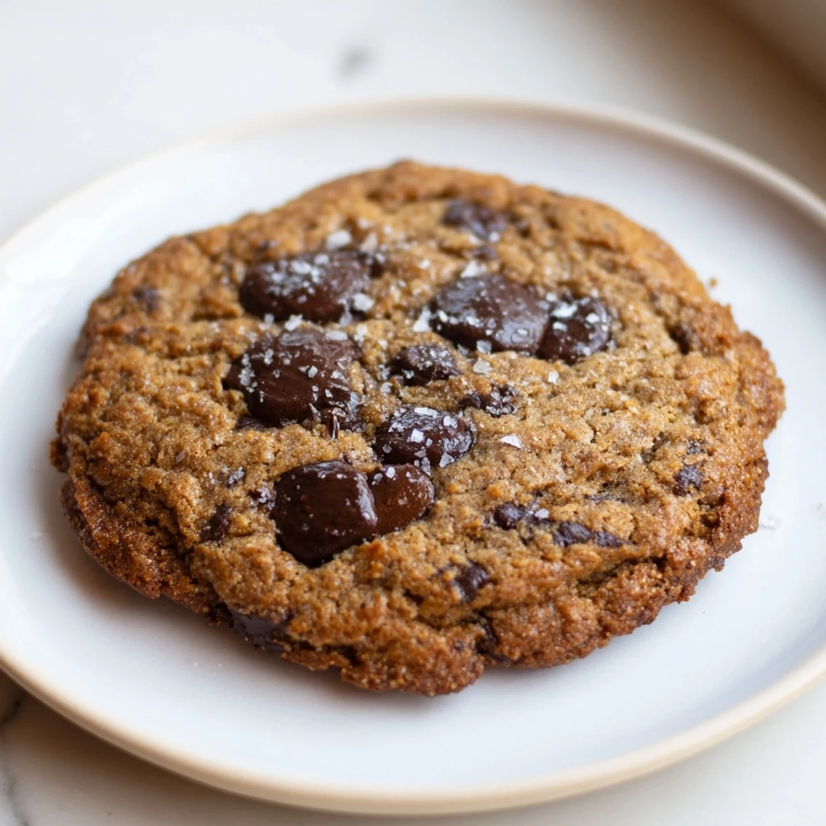 Freshly baked Espresso Martini Keto Chocolate Chip Cookies on a rustic wooden board show a hint of espresso and vodka in the rich, keto-friendly dough.