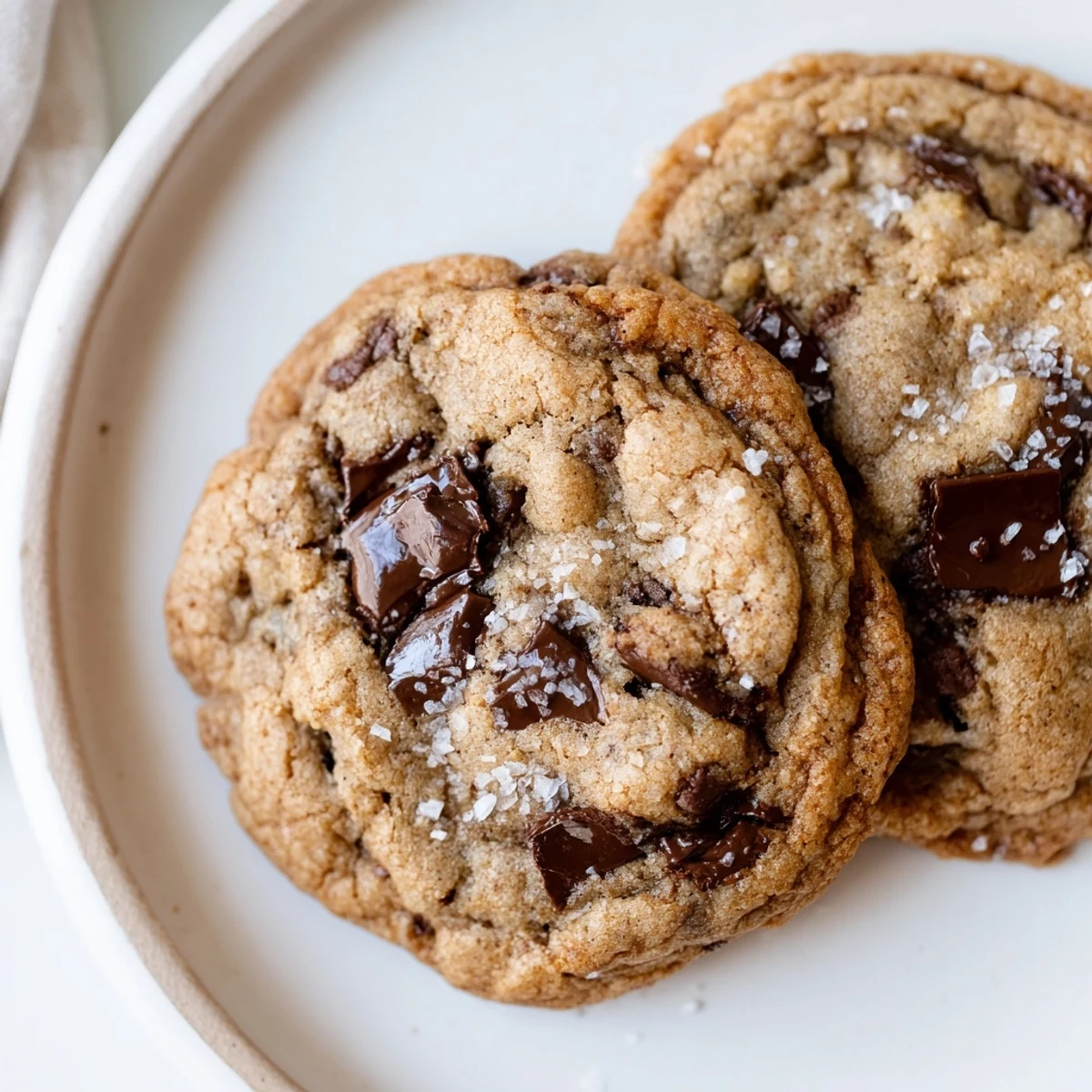 Warm, chewy Maple Sea Salt Chocolate Chip Cookies arranged on a cooling rack with melted chocolate chunks.