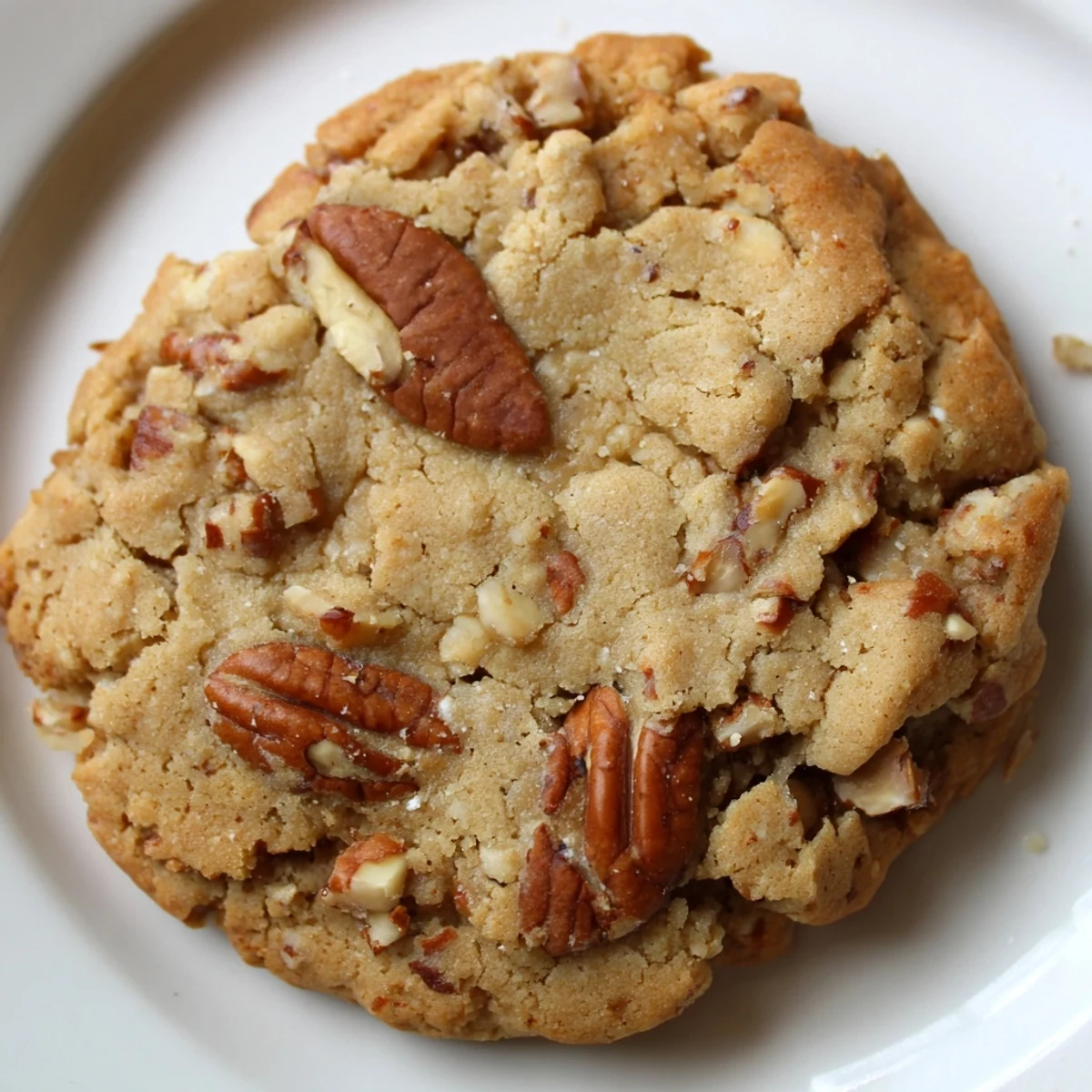 Freshly baked Brown Butter Maple Pecan Keto Cookies arranged on a cooling rack, highlighting their low-carb texture and rich, buttery aroma from the browned butter.