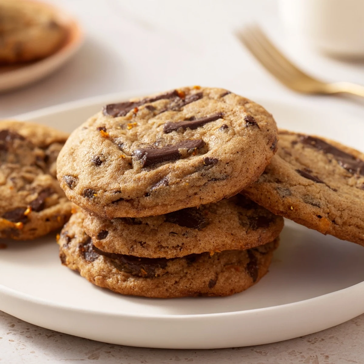 Warm, golden Chili Crisp Chocolate Chip Cookies on a cooling rack with melty chocolate bits and visible chili crisp oil streaks.