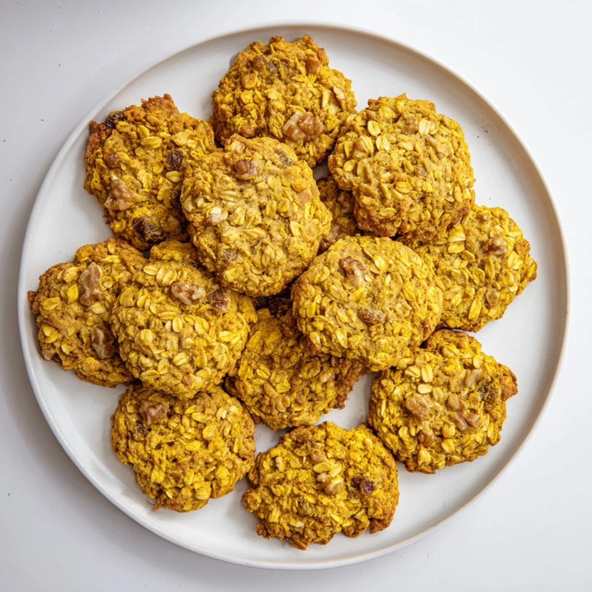 Golden Milk Oatmeal Raisin Cookies with turmeric and cinnamon on a cooling rack