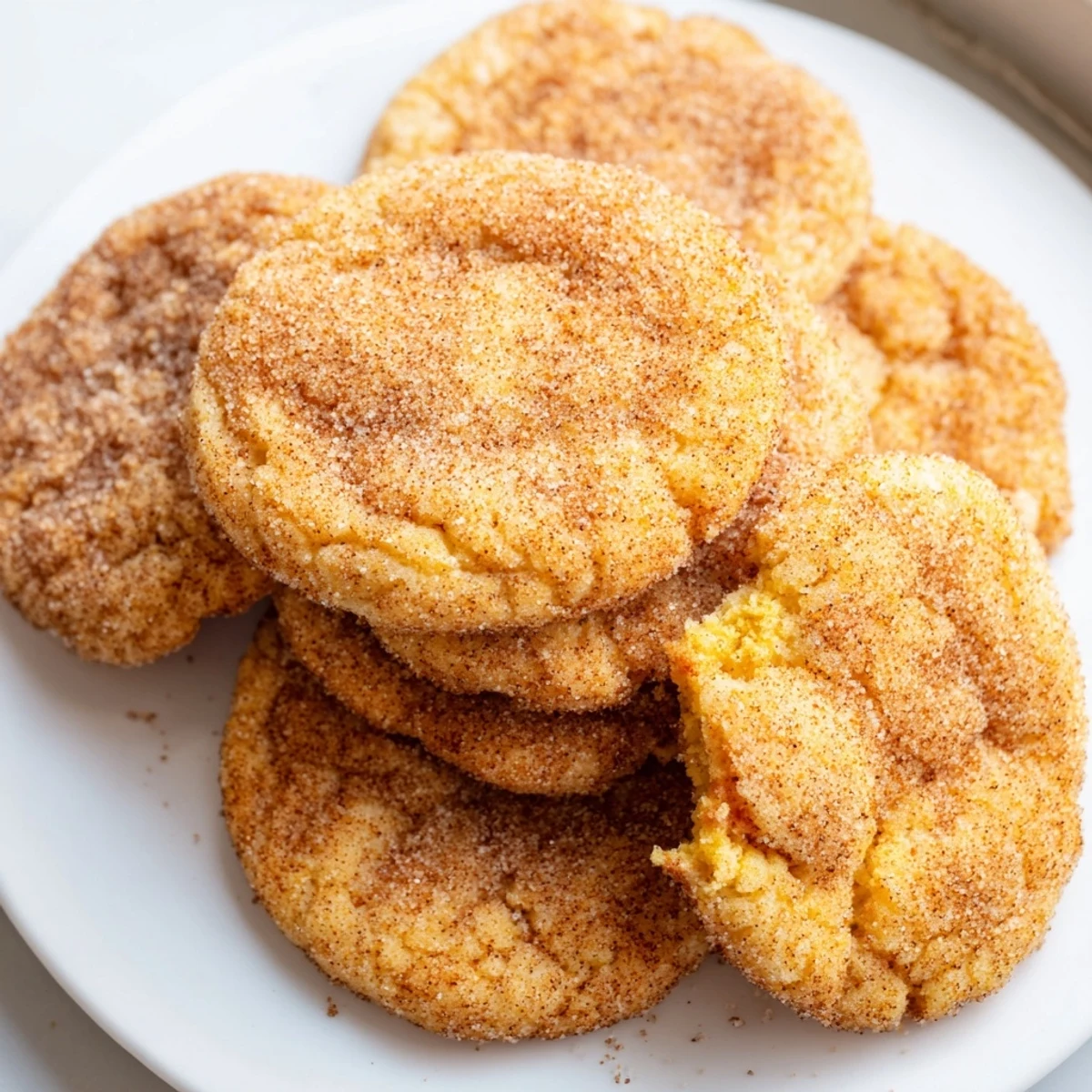 Gluten-Free Churro Sugar Cookies with crackly edges and soft, chewy centers.