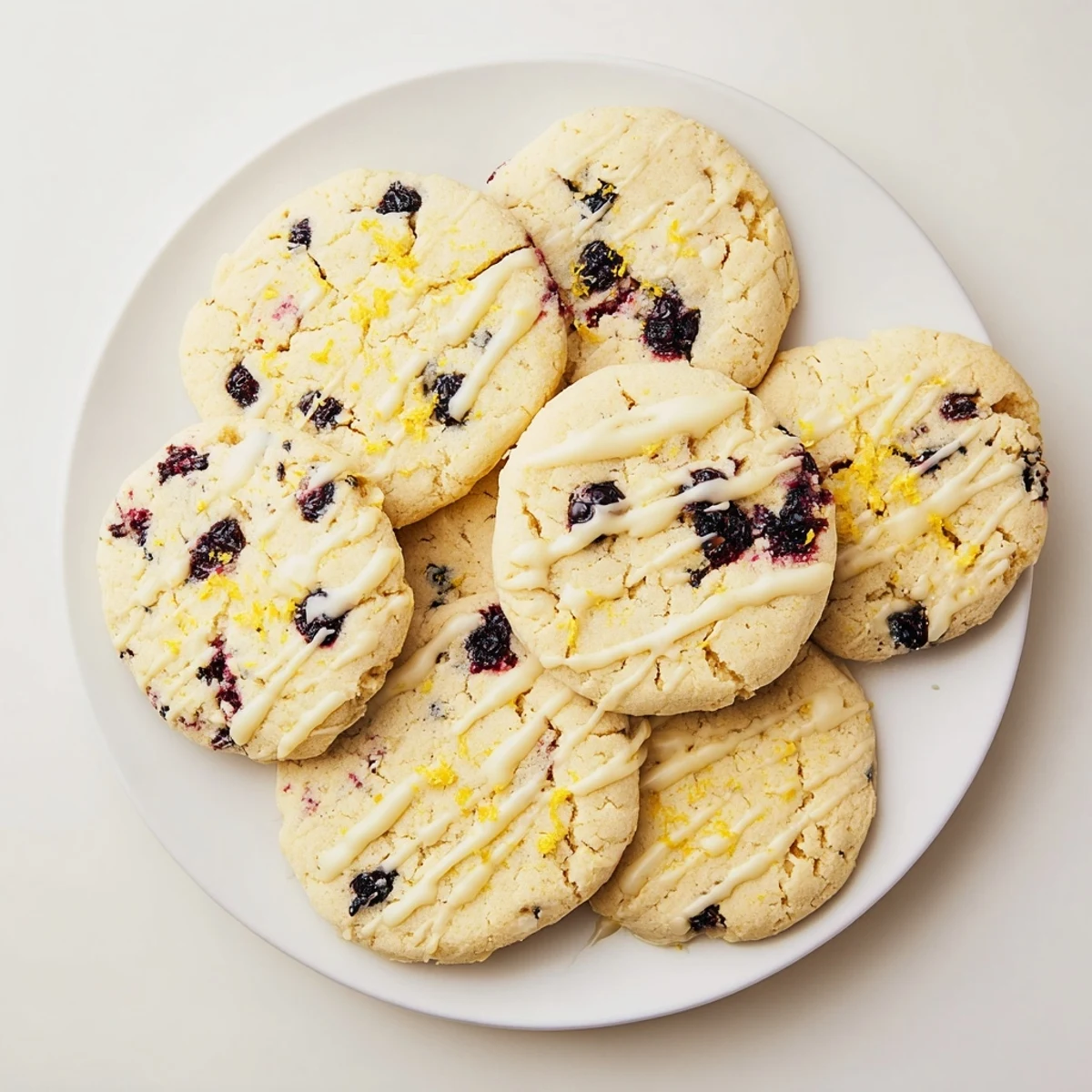 Platter of freshly baked Vegan Blackberry Lemonade Cookies beside iced tea for a refreshing summer dessert spread.