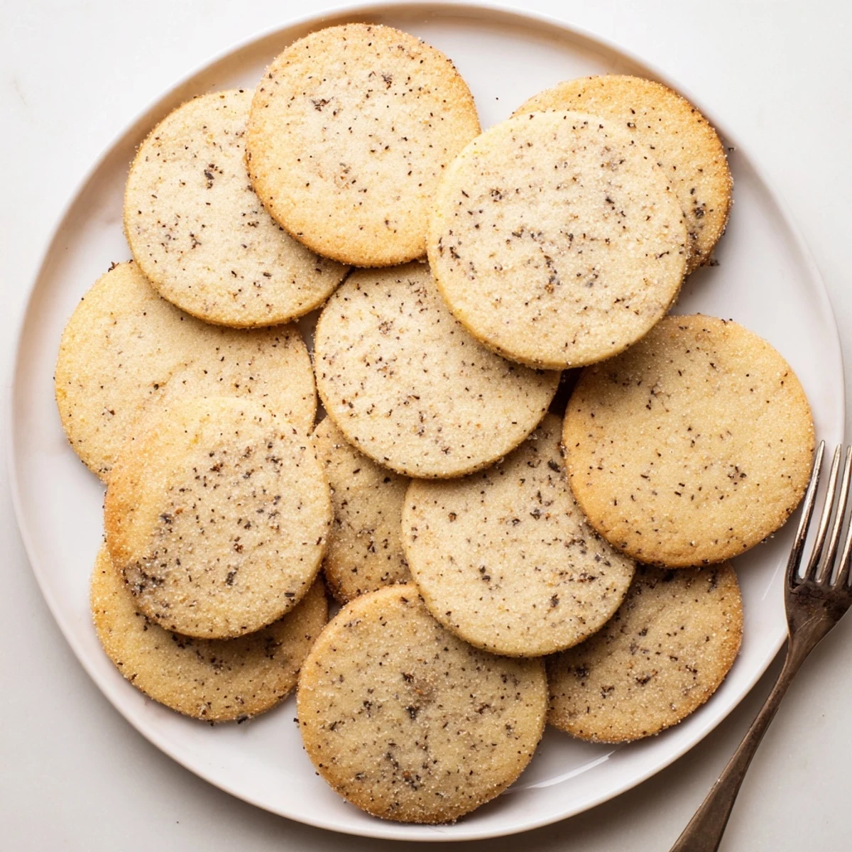 Freshly baked Earl Grey Lemon Sugar Cookies on a cooling rack with a light lemon glaze drizzle.