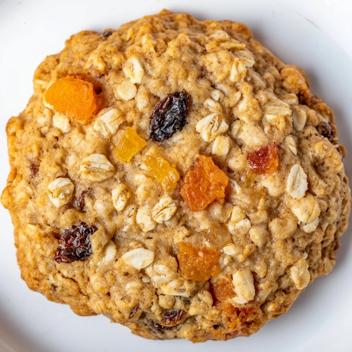 Freshly baked Ginger Peach Oatmeal Raisin Cookies on a cooling rack with golden edges and chewy centers.