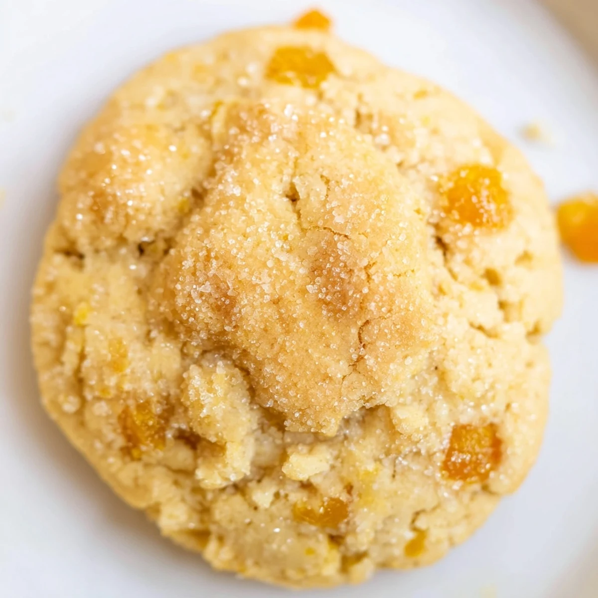 Chewy tropical sugar cookies rolled in sparkling sugar with tender mango pieces throughout
