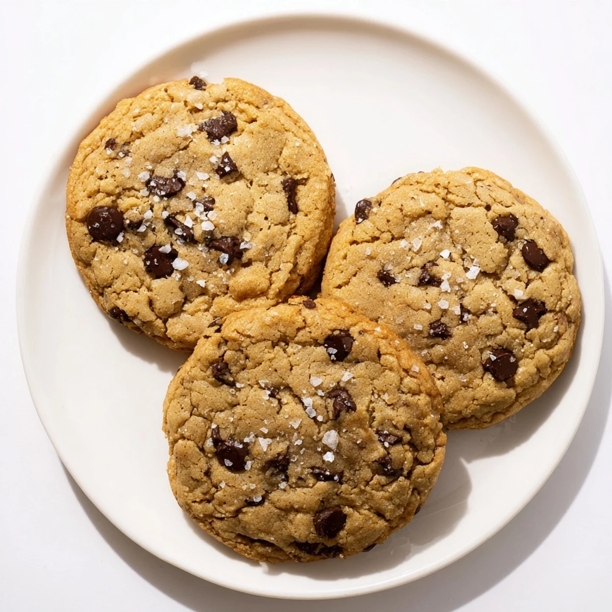 Warm chewy salted honey butter chocolate chip cookies fresh from the oven with melted chocolate chips visible