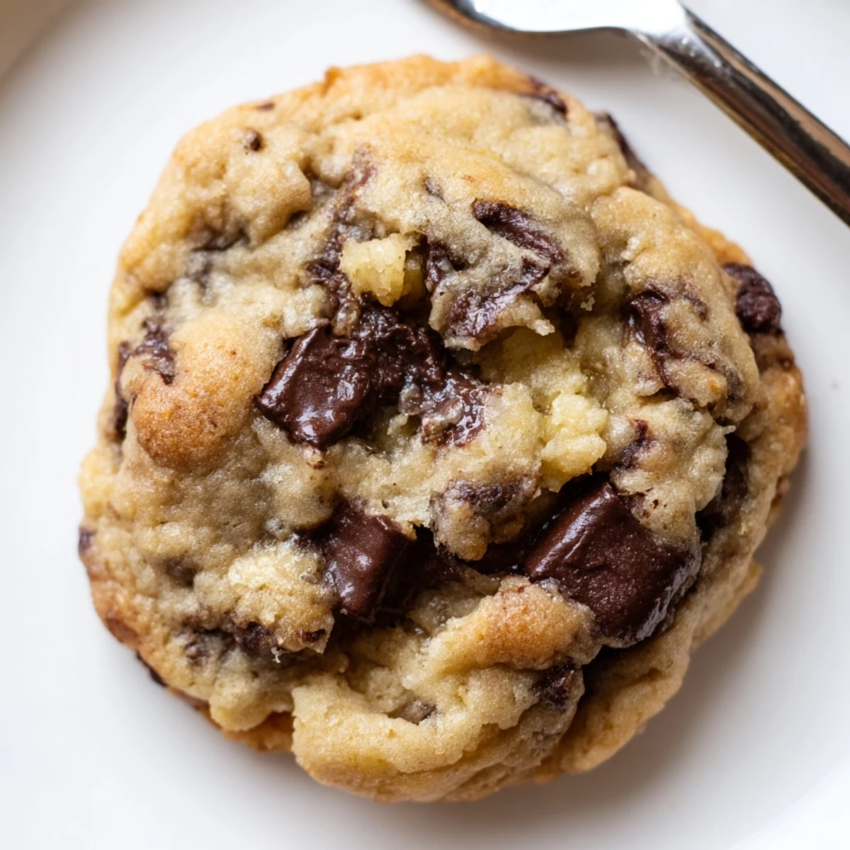Soft chewy banana pudding chocolate chip cookies stacked on a wooden serving board