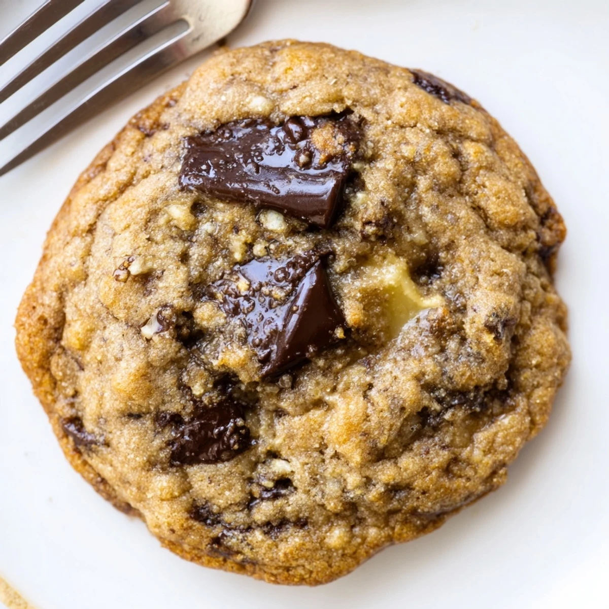 Golden brown banana pudding chocolate chip cookies fresh from the oven with melted chocolate