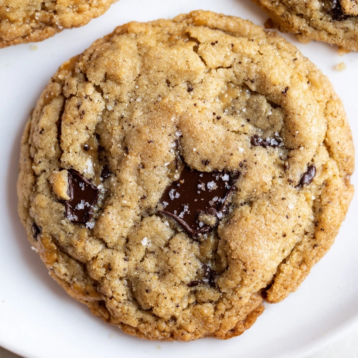 Soft low-carb coffee cookies dotted with chocolate chunks on a rustic wooden serving board
