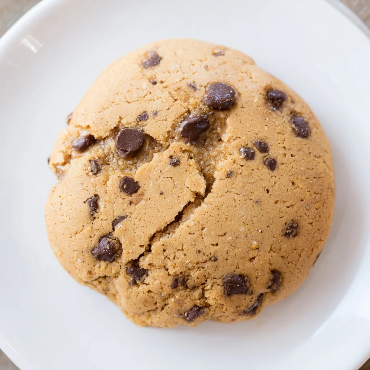 Stack of three chewy keto caramel macchiato chocolate chip cookies with espresso-speckled dough and visible chips