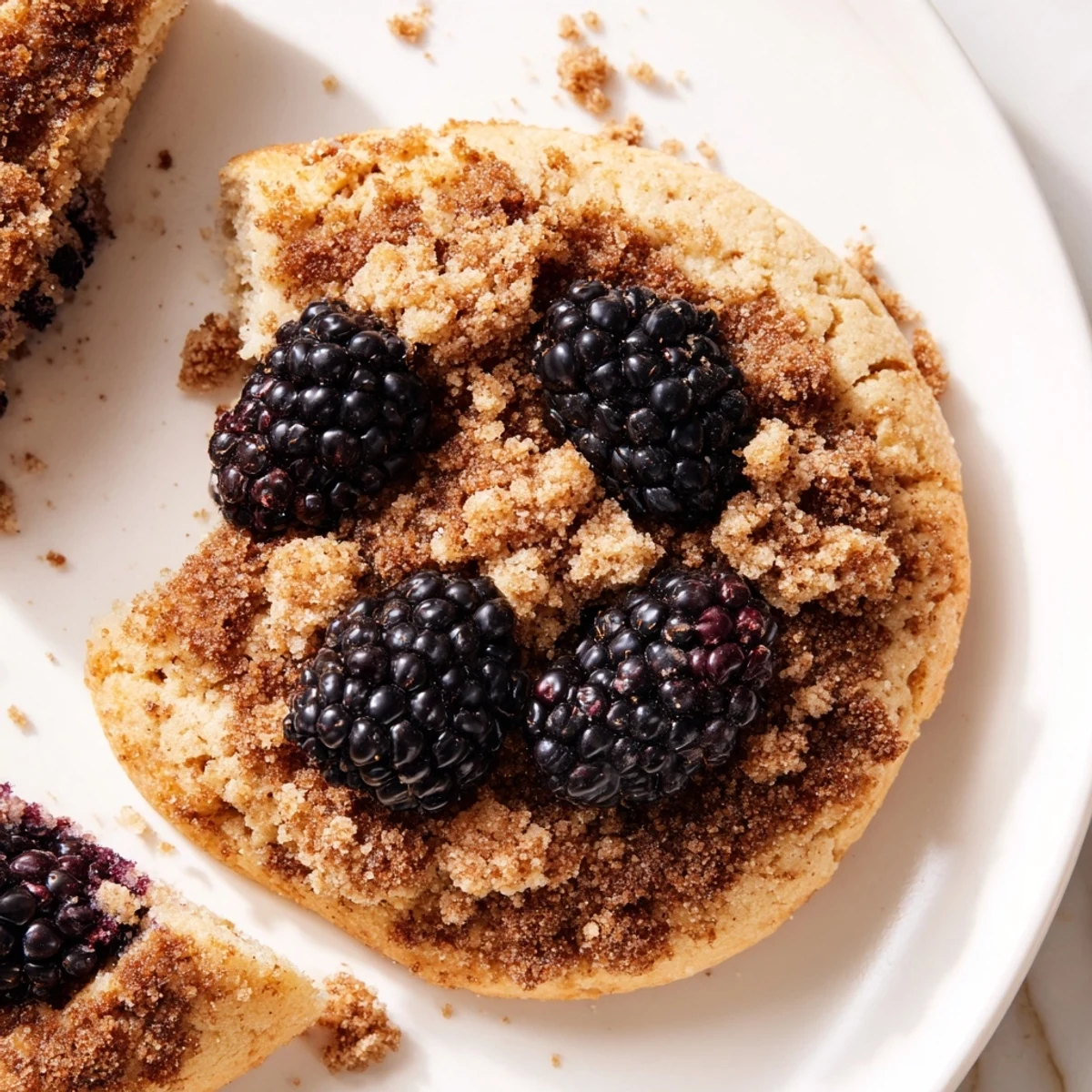 Golden gluten-free blackberry crumble cookies with juicy berry centers and buttery streusel topping