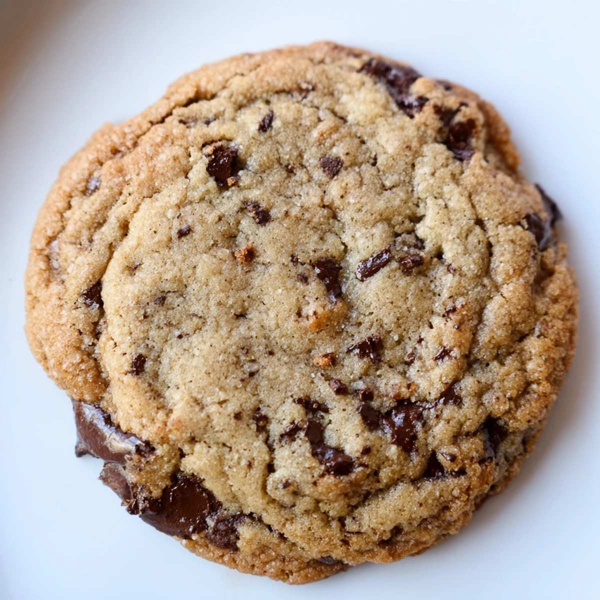 Freshly baked gluten-free espresso chocolate chip cookies with golden edges and melted chocolate chips
