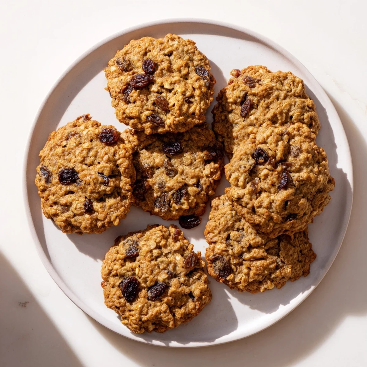 Freshly baked fig honey oatmeal raisin cookies cooling on a wire rack