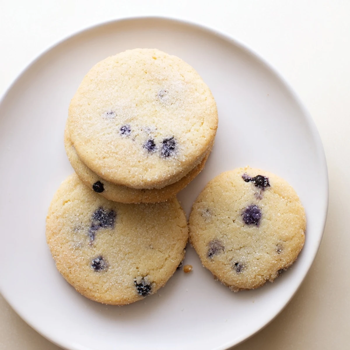 Fresh blueberries burst inside these plant-based vanilla sugar cookies, baked to perfection with lightly crisp edges