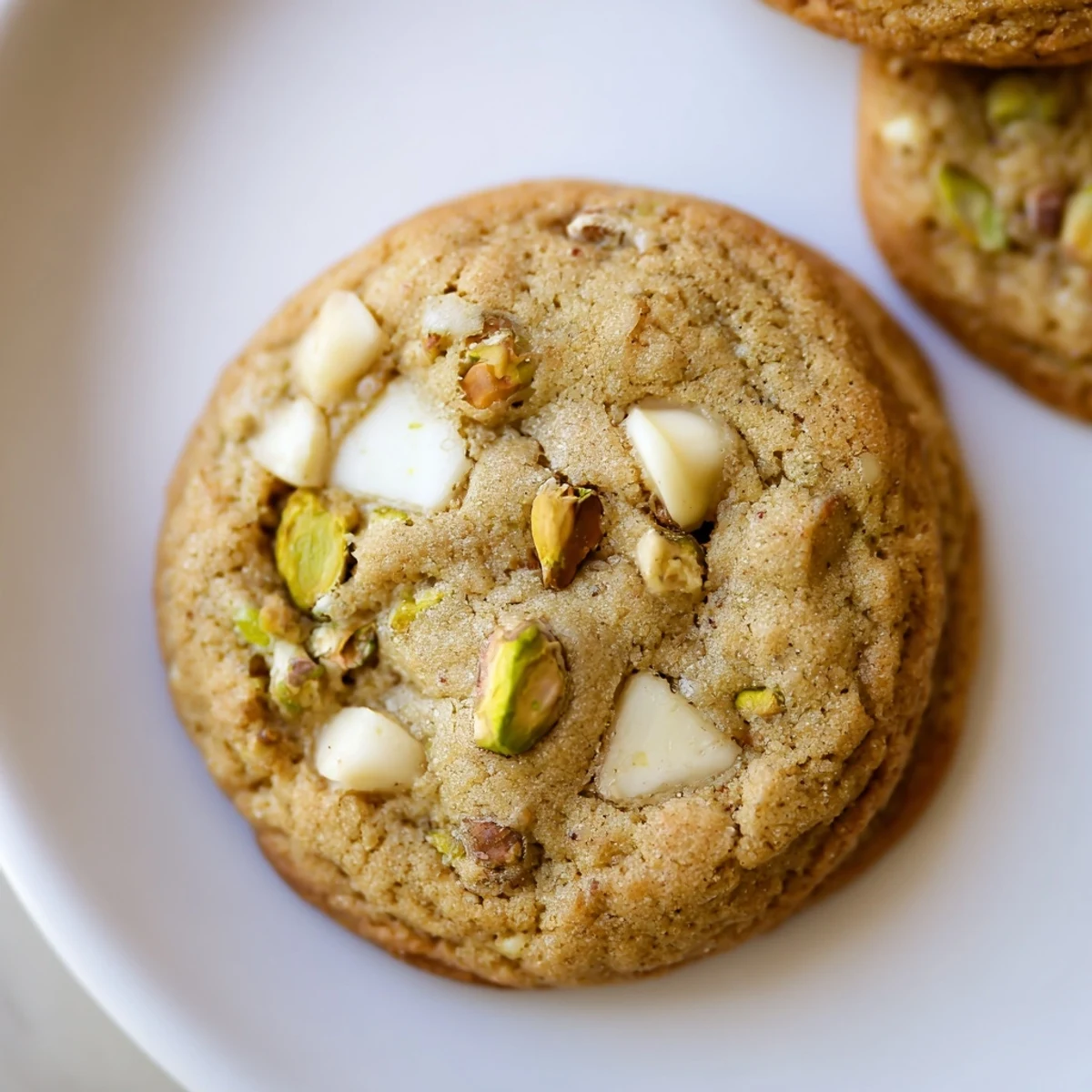Chewy gluten-free pistachio white chocolate cookies studded with roasted nuts and creamy white chocolate