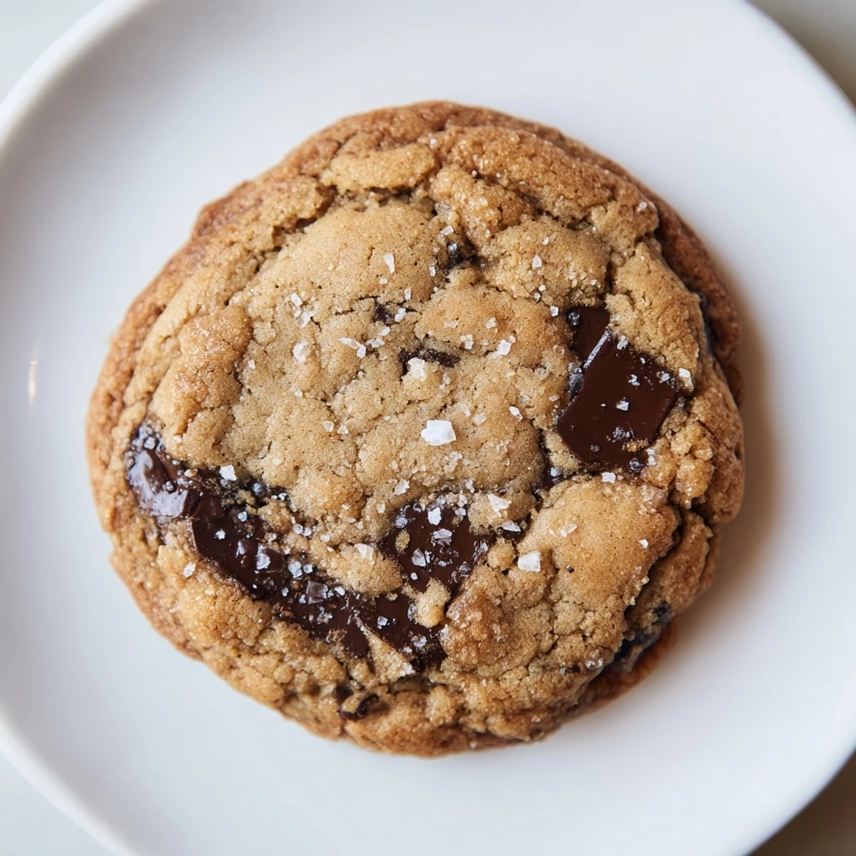 Chewy homemade brown butter maple chocolate chip cookies stacked on a wooden board