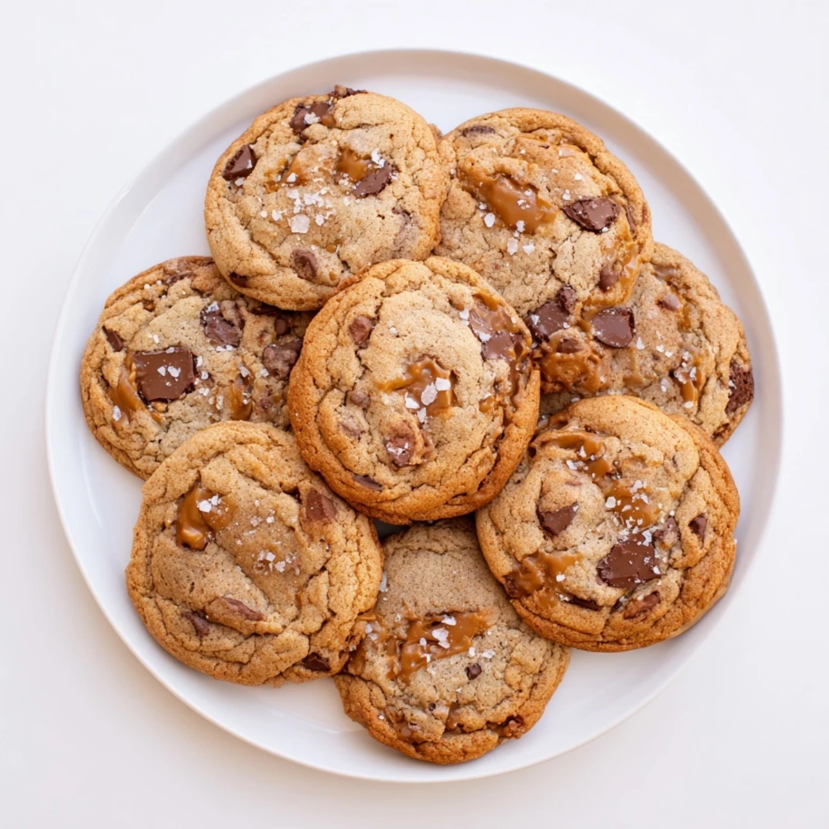 Chewy gluten-free salted caramel chocolate chip cookies studded with semi-sweet chips and gooey caramel pieces