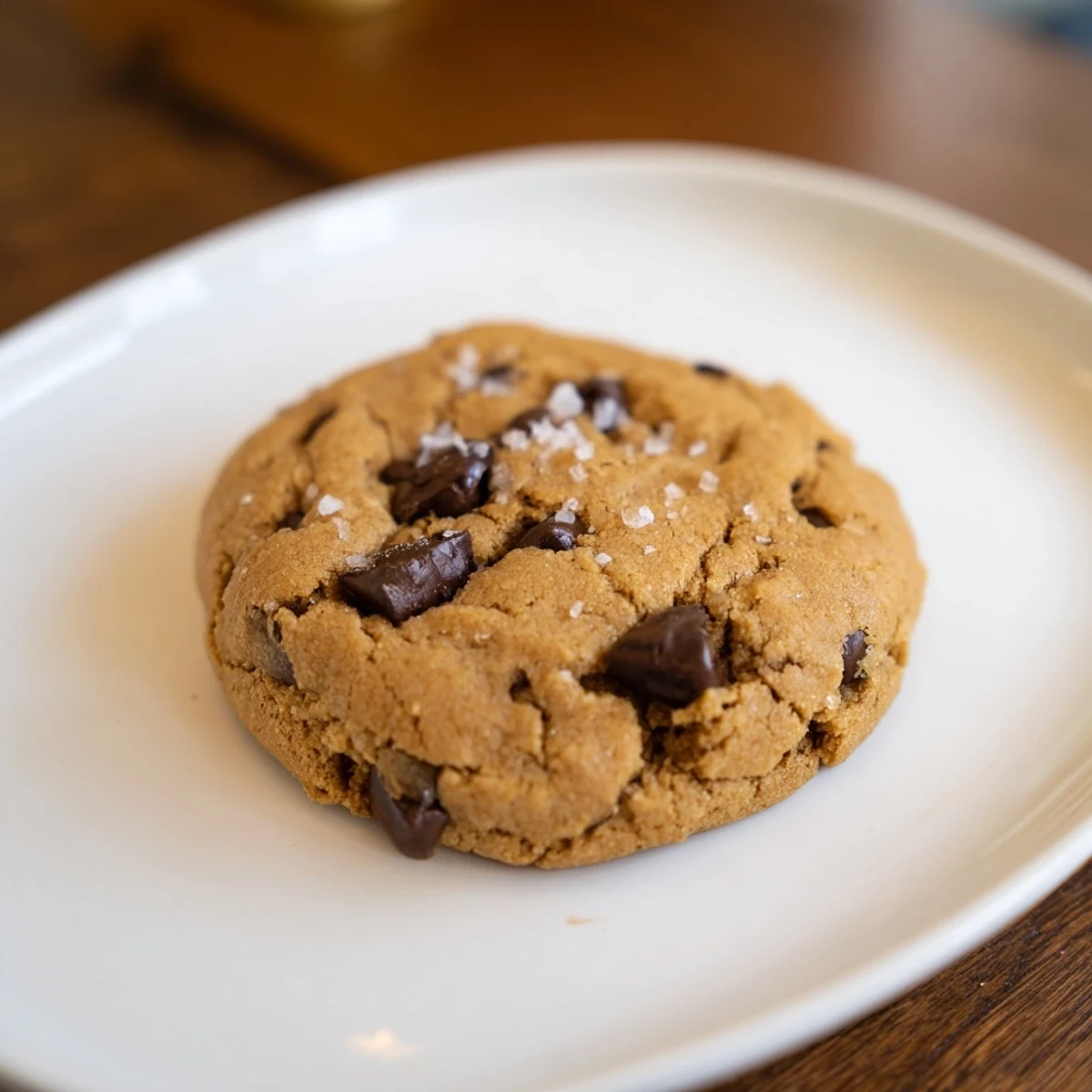 Soft chewy gluten-free brown sugar chocolate chip cookies stacked on a white serving plate