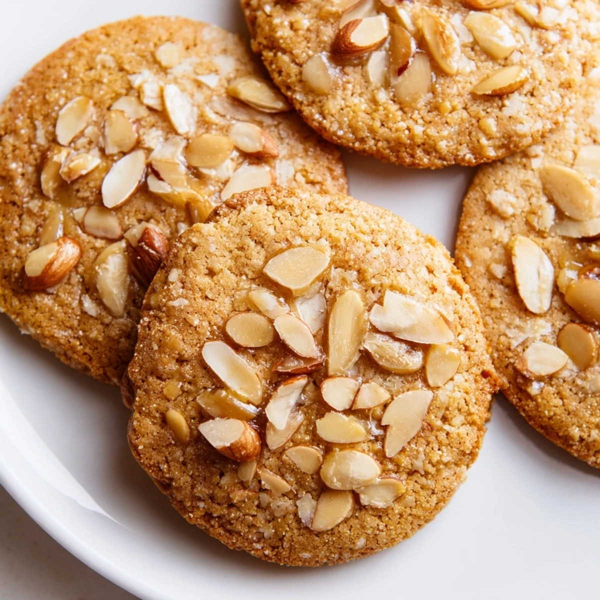 Chewy almond flour honey cookies arranged on a rustic wooden cutting board