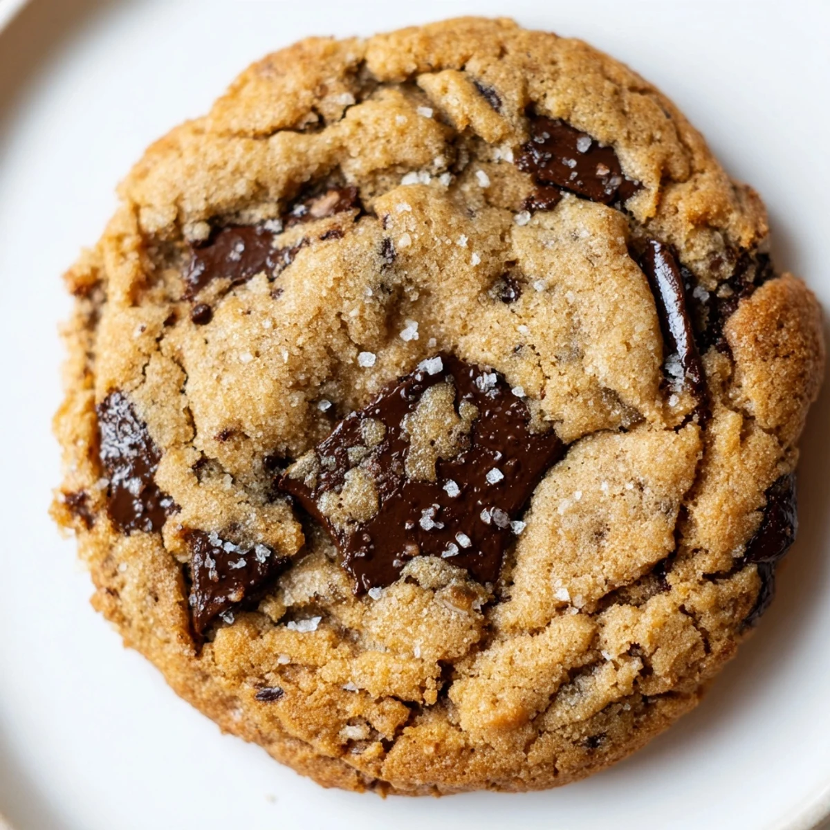 Golden brown butter vanilla chocolate chip cookies with melted chocolate centers on a wire cooling rack
