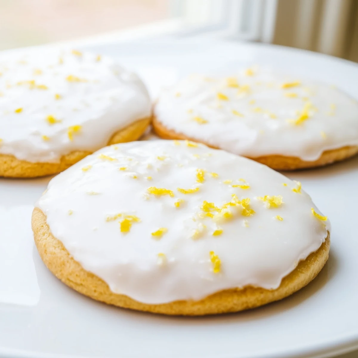 Tender gluten-free lemon glaze sugar cookies decorated with sweet citrusy white frosting