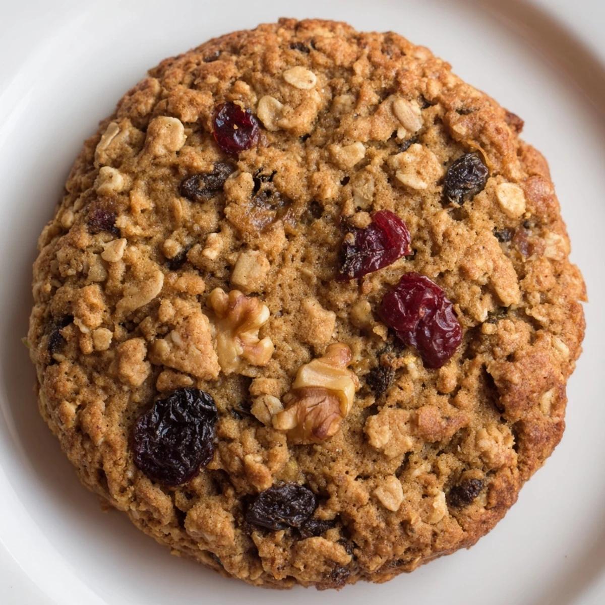 Soft golden pumpkin cranberry oatmeal raisin cookies piled on a rustic wooden board, perfect for cozy autumn baking.
