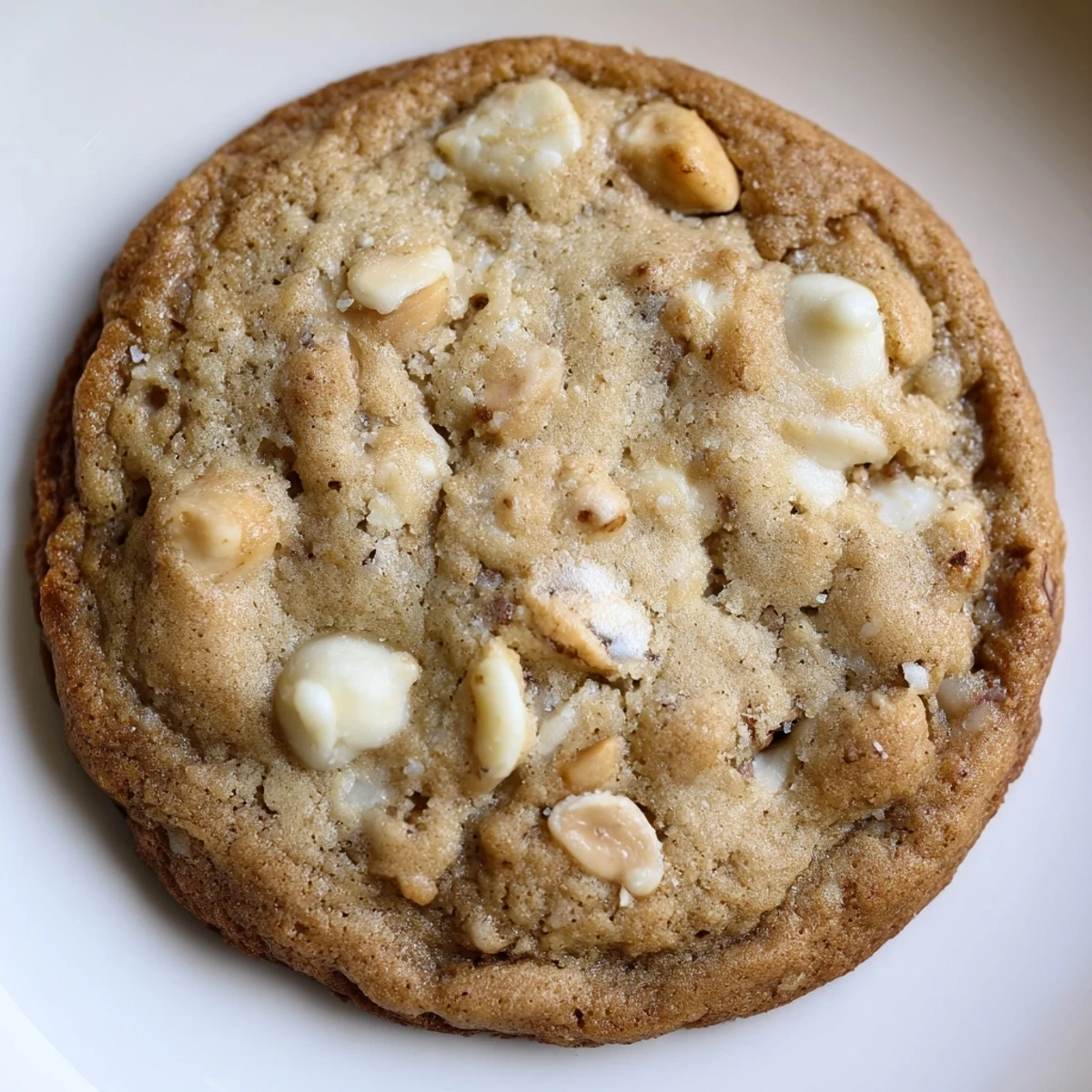 Soft gluten-free white chocolate macadamia cookies piled high on a rustic wooden board, ready for dessert