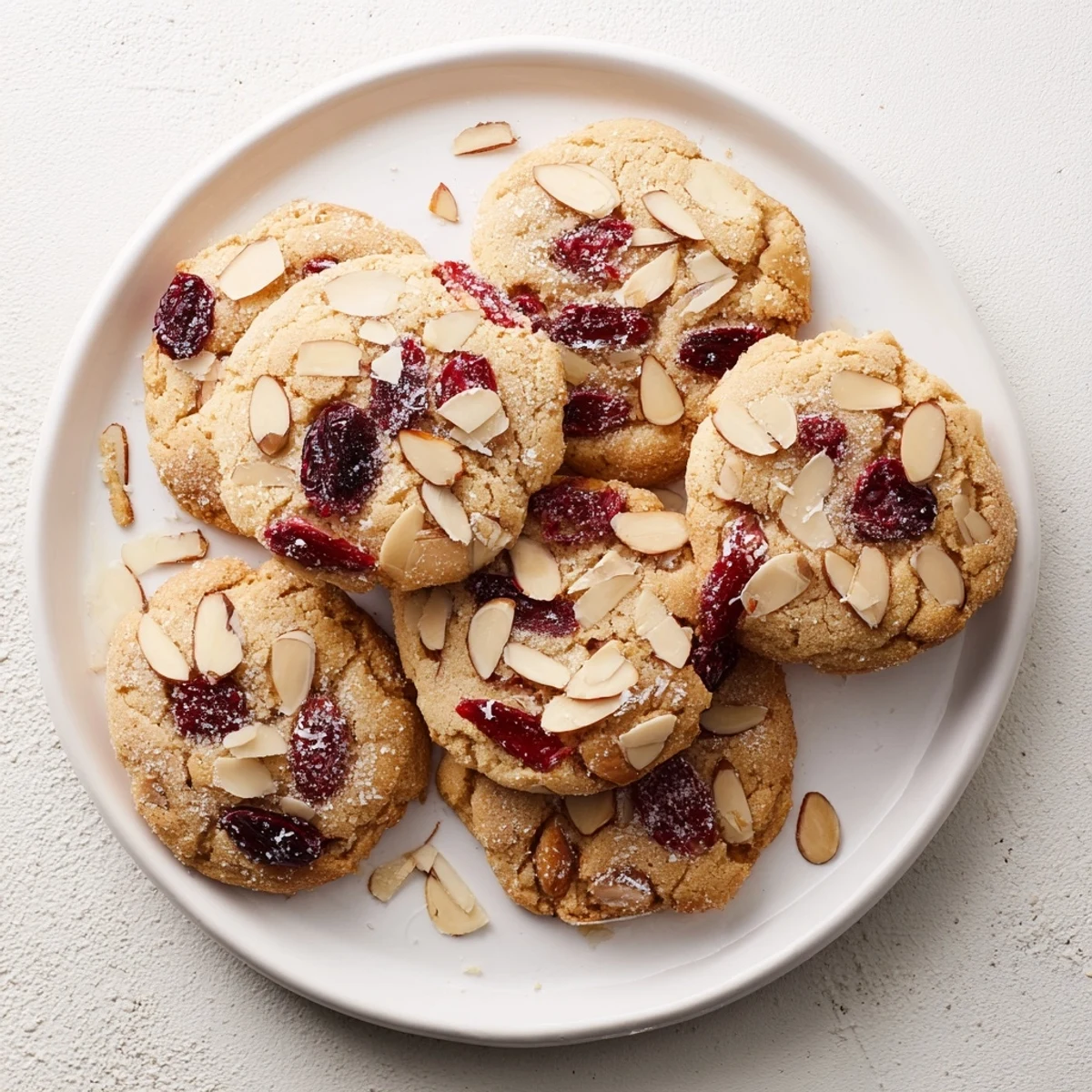 Golden gluten-free cherry almond sugar cookies studded with tart red cherries and toasted almonds