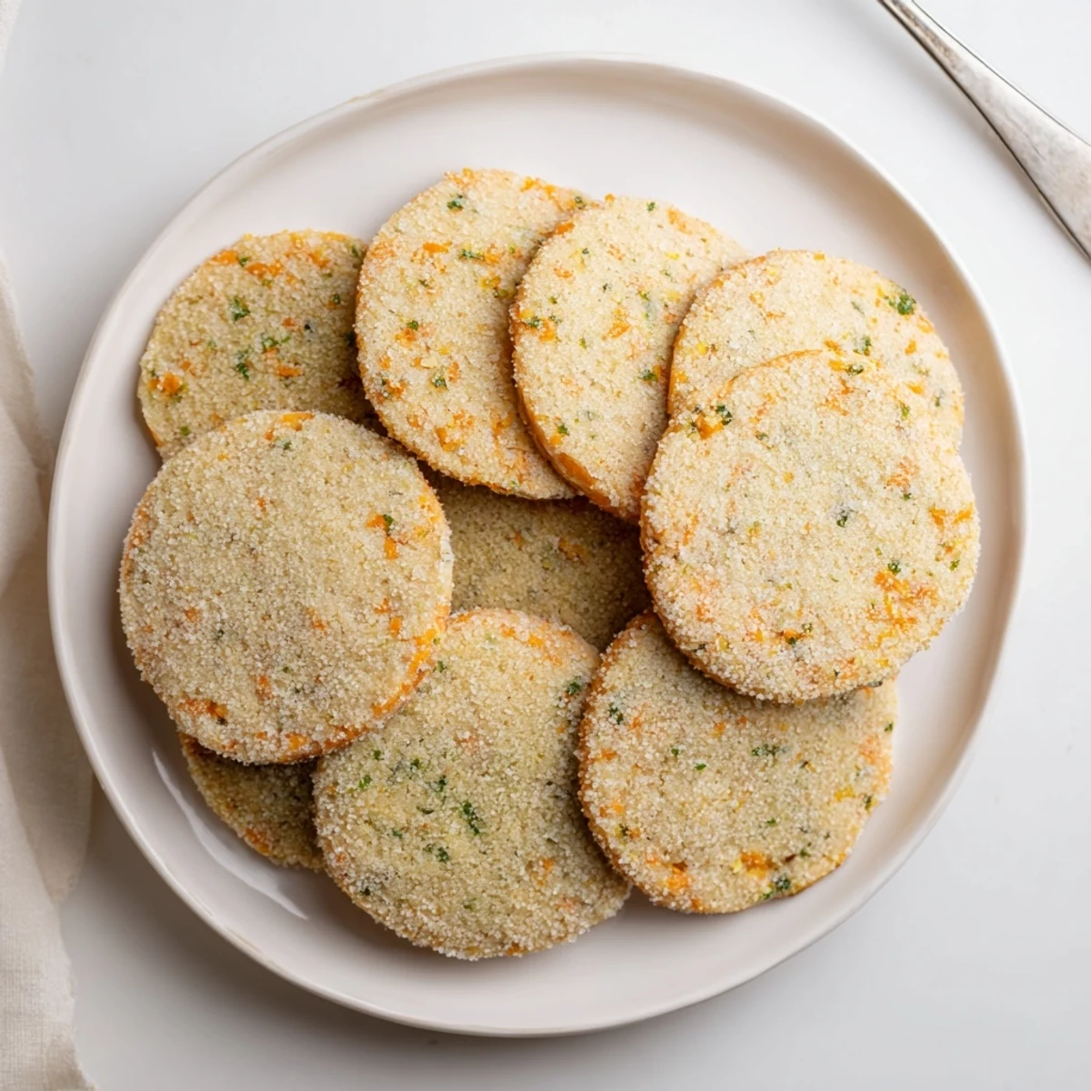 Stack of dairy-free papaya lime sugar cookies with soft centers and slightly crisp edges