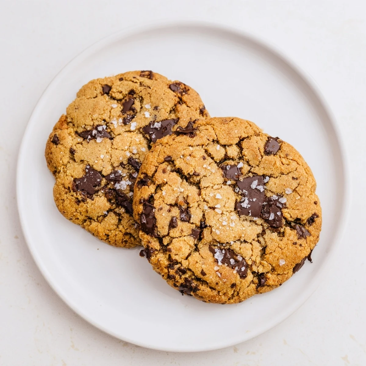 Freshly baked gluten-free burnt honey chocolate chip cookies cooling on wire rack with caramelized edges