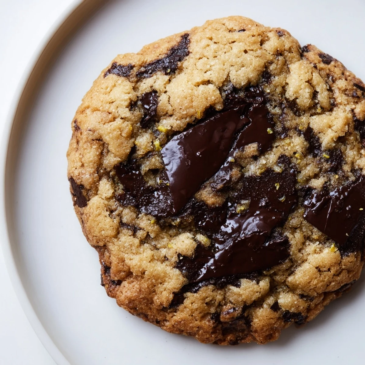 Warm gluten-free dark chocolate orange chip cookies cooling on a wire rack with orange zest