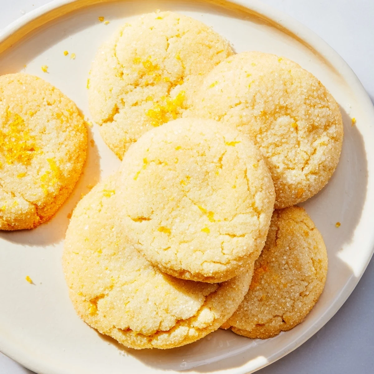 Fresh gluten-free lemon honey sugar cookies with bright lemon zest garnish on parchment