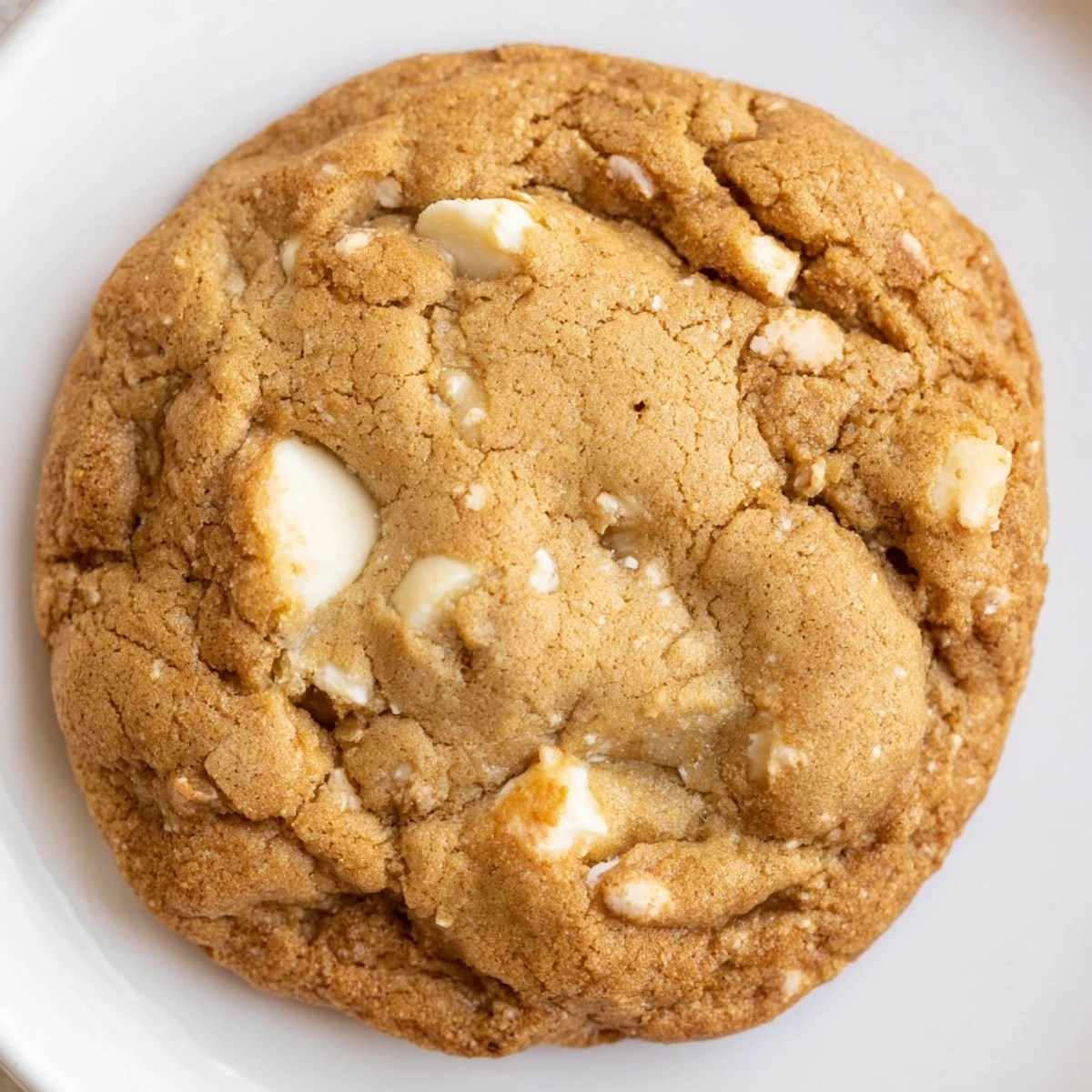 Chewy gluten-free brown butter white chocolate chip cookies with pools of melted white chocolate