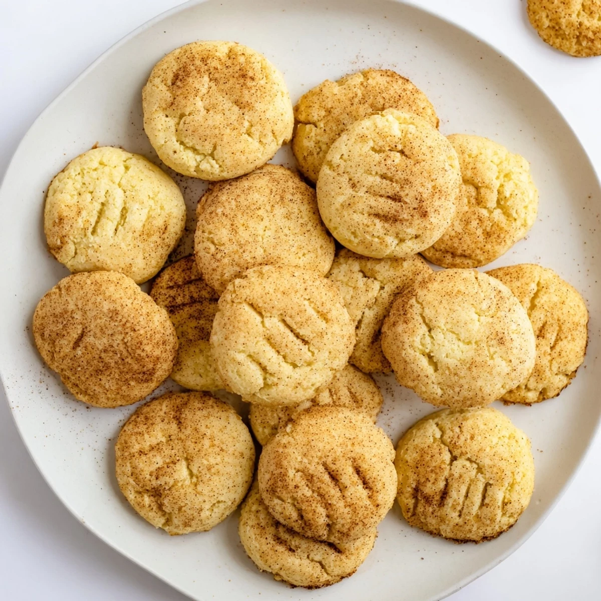 Golden keto cinnamon vanilla butter cookies arranged on a wire cooling rack