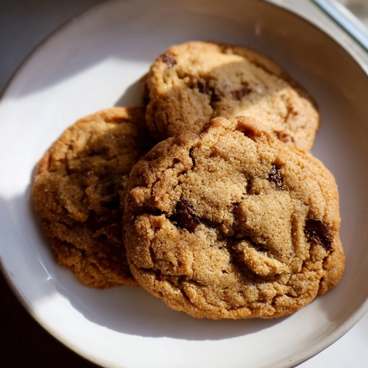 Golden keto vanilla brown butter cookies with crisp edges arranged on a rustic wooden serving board